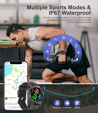 The Classic Men's Tactical Sports Smartwatch – Water Resistant Rugged Fitness Tracker