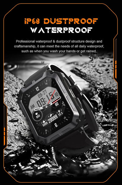 The Professional Smart Watch for Men | Large 1.83'' HD Screen Fitness Tracker with Bluetooth Calls, Music Control, Heart Rate Monitor